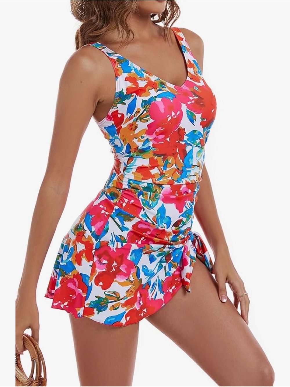 NWT Tropical Floral Print Swim Dress, Size Small